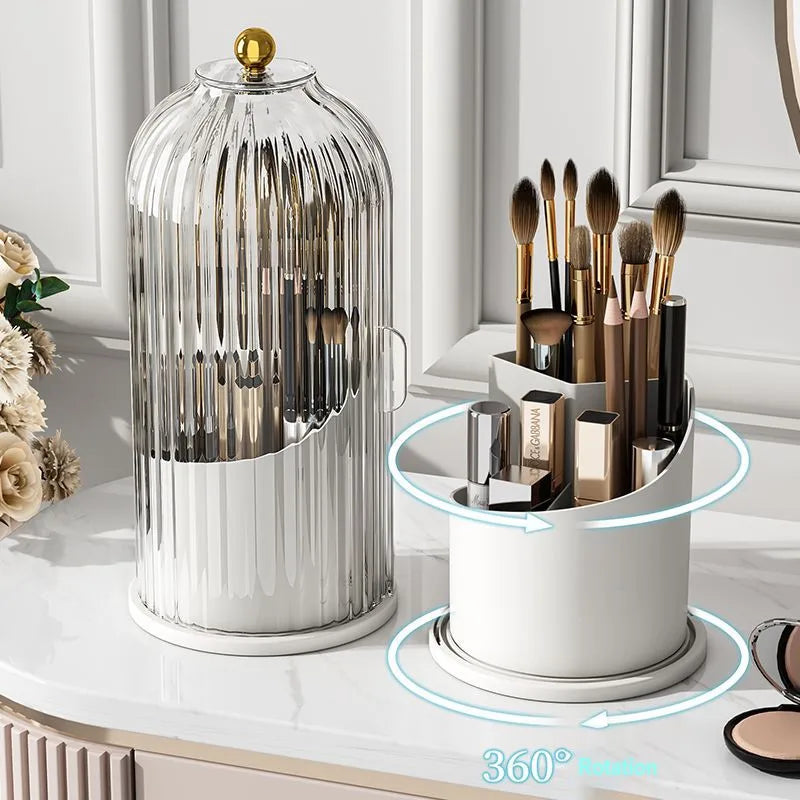 Rotating Makeup Brush Holder With Lid