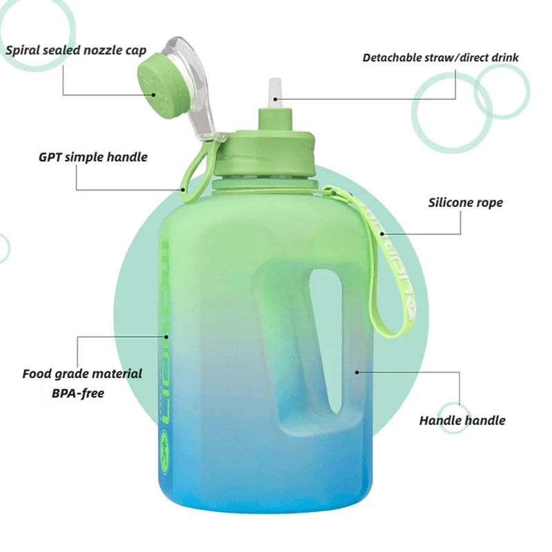 2L Sports Water Bottle with Straw