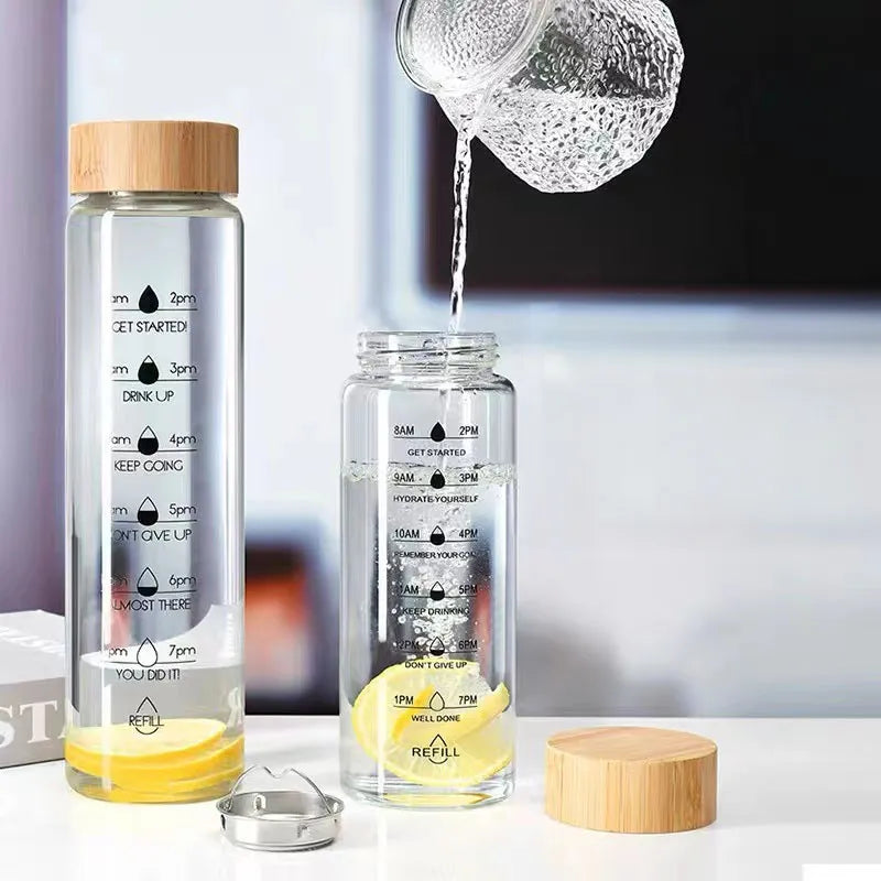 1L Glass Time Marker Bottle