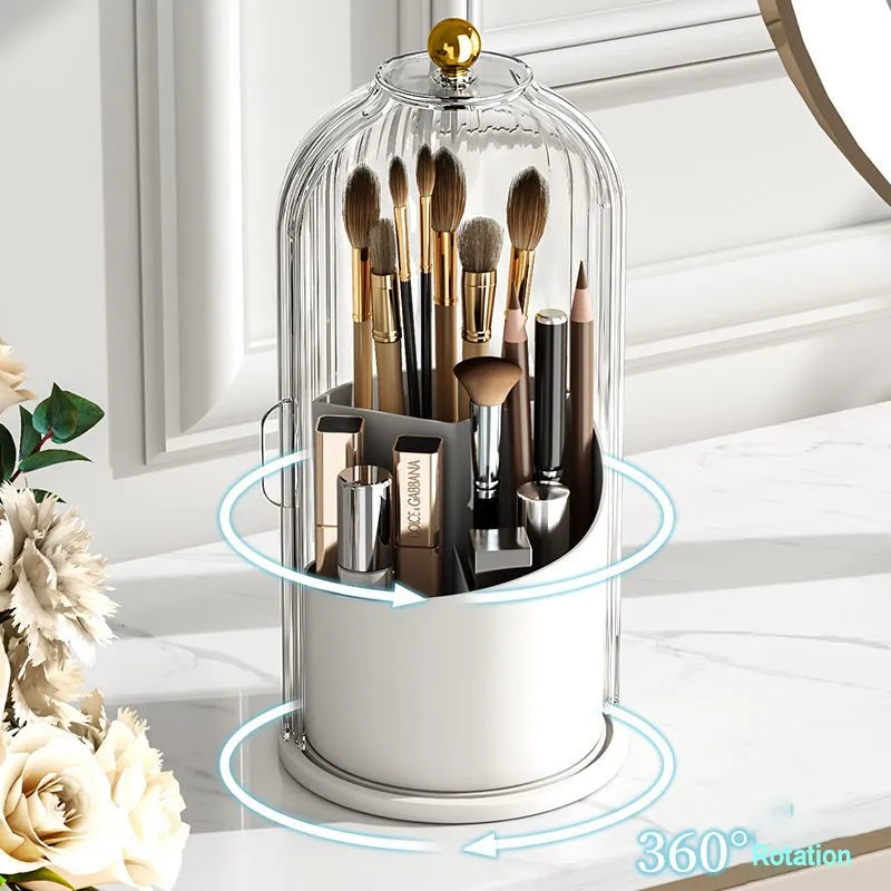 Rotating Makeup Brush Holder With Lid